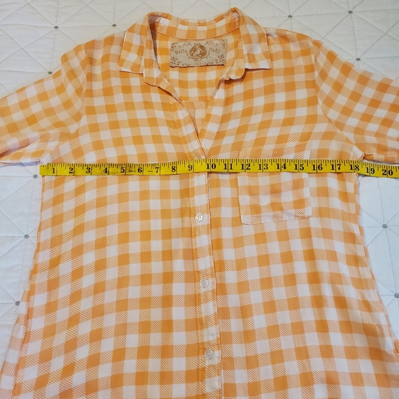 Bella Dahl Orange Gingham button down! Size Medium. - Picture 6 of 9